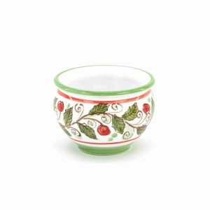Vasetto ornamentale in ceramica siciliana di Caltagirone fatto a mano decoro AGRIFOGLIO