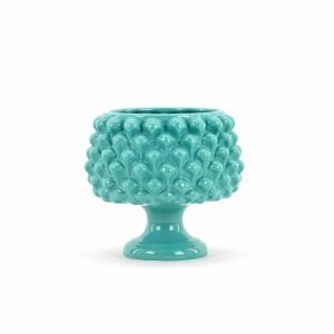 Mezza pigna in ceramica di Caltagirone H cm 16 colore Acquamarina