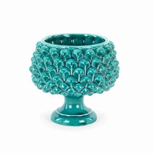 Mezza pigna in ceramica di Caltagirone H cm 16 colore Verde ramina