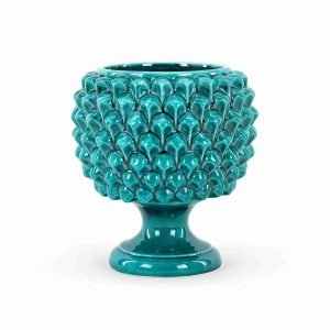 Mezza pigna in ceramica di Caltagirone H cm 21 colore Verde ramina