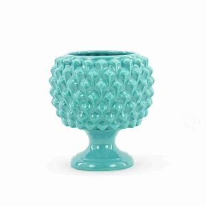 Mezza pigna in ceramica di Caltagirone H cm 21 colore Acquamarina