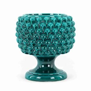 Mezza pigna in ceramica di Caltagirone H cm 25 colore Verde ramina