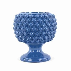 Mezza pigna in ceramica di Caltagirone H cm 25 colore Blu