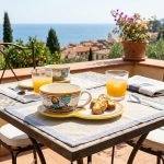 Tazza jumbo con piatto vassoio porta biscotti / brioche decoro AMBRA