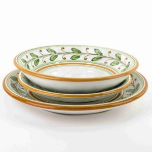 Posto tavola in ceramica, Set di 3 piatti decorati a mano