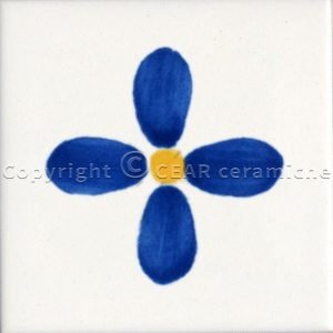 Tozzetto in maiolica cm 5x5 decorato a mano Fiore blu