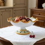 Alzata portafrutta in ceramica siciliana di Caltagirone decoro Acanto (Ø cm 30)