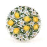 Piatto ornamentale siciliano con limoni decorato a mano diam. 36 cm