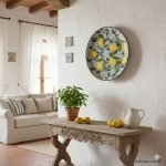 Piatto ornamentale siciliano con limoni decorato a mano diam. 36 cm